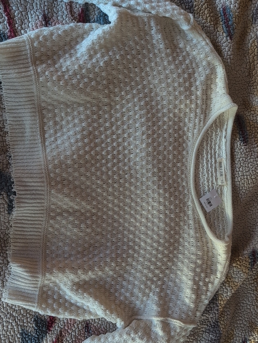 Double Zero Cream Textured Crewneck Sweater